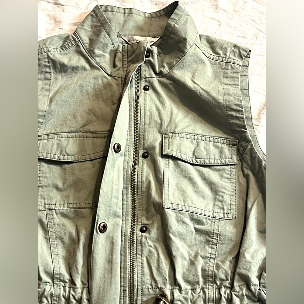 Christopher & Banks Women's Green Cotton Utility Zip-Up Cinch Vest Size Medium - Picture 5 of 15